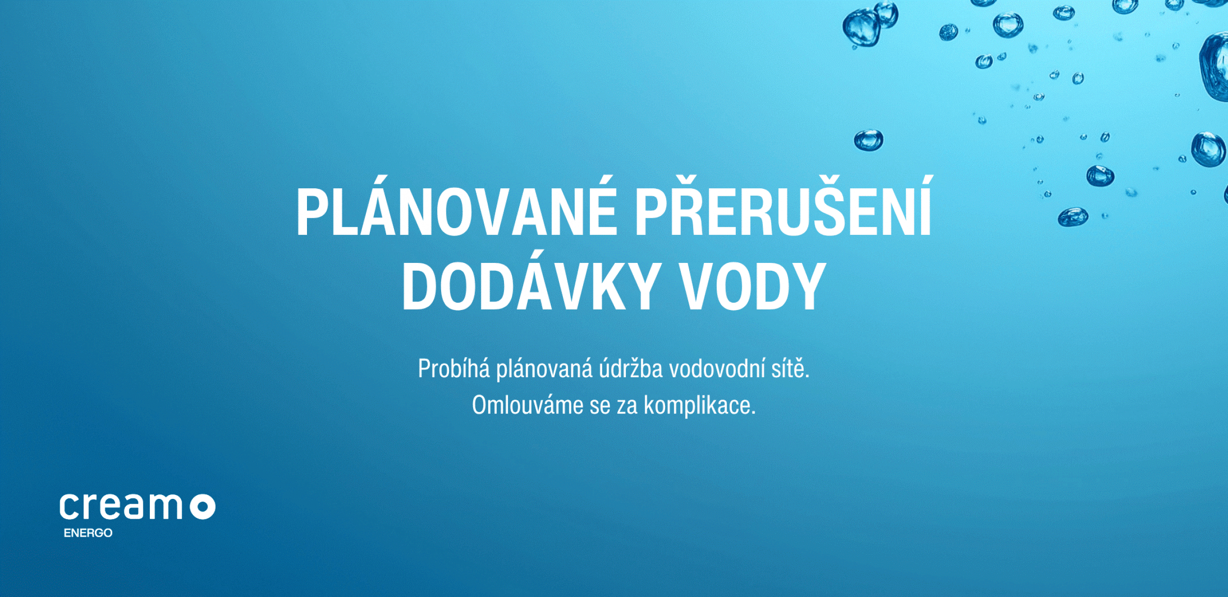Plánované přerušení dodávky vody 5.9.2026